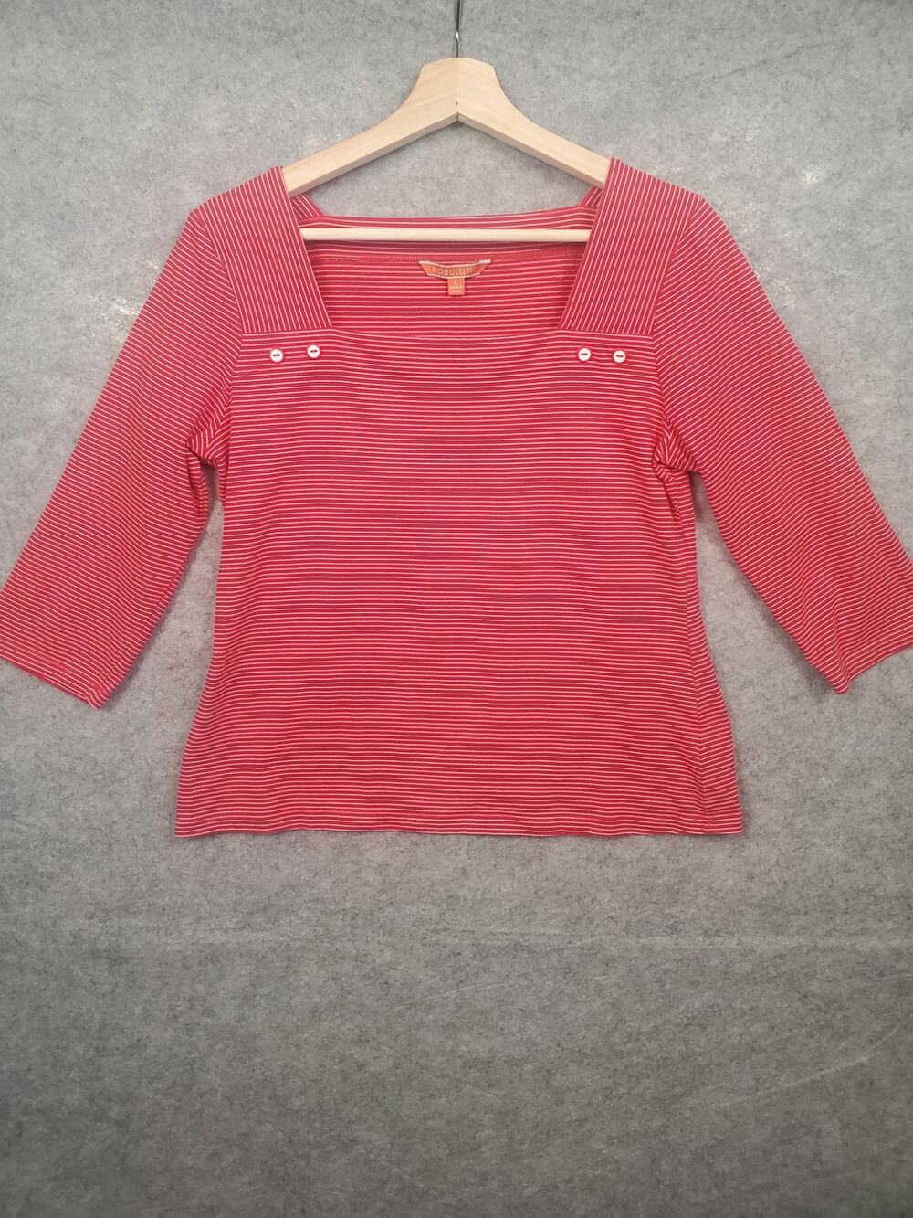 Women's Modcloth Size Large Red & White Stripe Retro Sailor Top